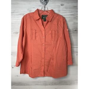 Woolrich Shirt Womens Large Button Up Long Sleeve Lightweight Pocket Casual